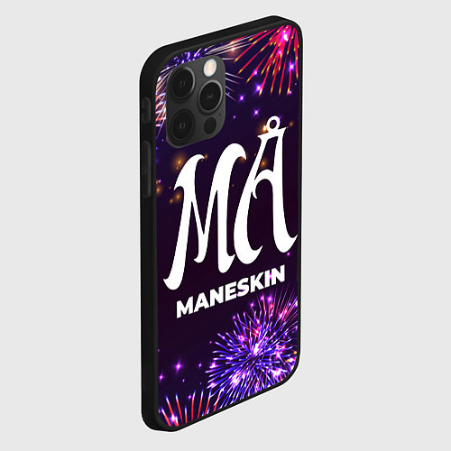 Чехол iPhone 12 Pro Праздничный Maneskin / 3D-Черный – фото 2