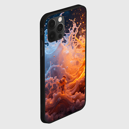 Чехол iPhone 12 Pro Брызги воды и огня / 3D-Черный – фото 2