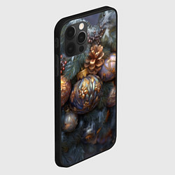 Чехол для iPhone 12 Pro Новогодние круглые игрушки, цвет: 3D-черный — фото 2