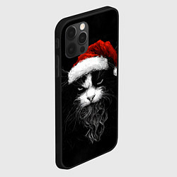 Чехол для iPhone 12 Pro Суровый кот в новогодней шапке - нейросеть, цвет: 3D-черный — фото 2