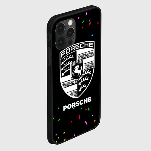 Чехол iPhone 12 Pro Porsche конфети / 3D-Черный – фото 2