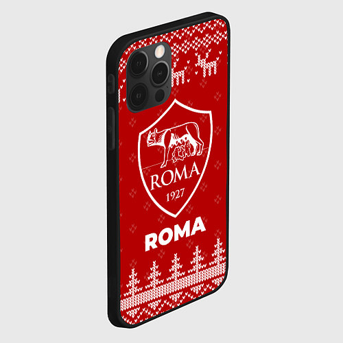 Чехол iPhone 12 Pro Новогодний Roma с оленями / 3D-Черный – фото 2