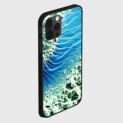 Чехол iPhone 12 Pro Берег и синие волны / 3D-Черный – фото 2