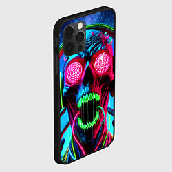 Чехол для iPhone 12 Pro Metallica - neon skull with headphones, цвет: 3D-черный — фото 2