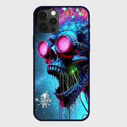 Чехол для iPhone 12 Pro Metallica - crazy skeleton with headphones, цвет: 3D-черный