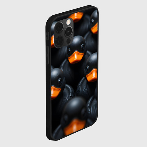 Чехол iPhone 12 Pro Черные уточки / 3D-Черный – фото 2