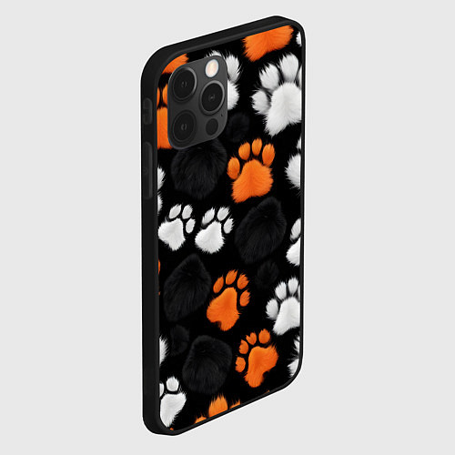 Чехол iPhone 12 Pro Мохнатые лапки / 3D-Черный – фото 2
