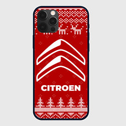 Чехол для iPhone 12 Pro Новогодний Citroen с оленями, цвет: 3D-черный