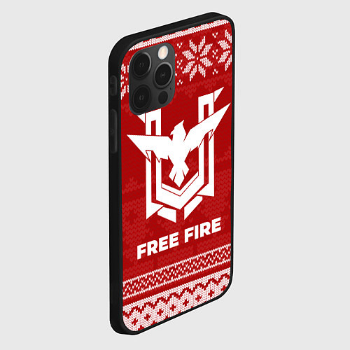 Чехол iPhone 12 Pro Новогодний Free Fire / 3D-Черный – фото 2