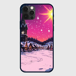 Чехол для iPhone 12 Pro Закат рождества, цвет: 3D-черный