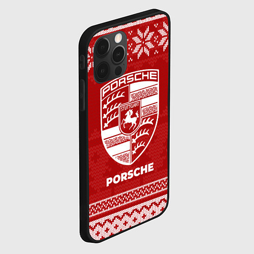 Чехол iPhone 12 Pro Новогодний Porsche / 3D-Черный – фото 2