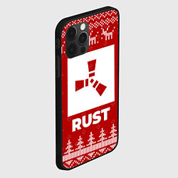 Чехол для iPhone 12 Pro Новогодний Rust с оленями, цвет: 3D-черный — фото 2