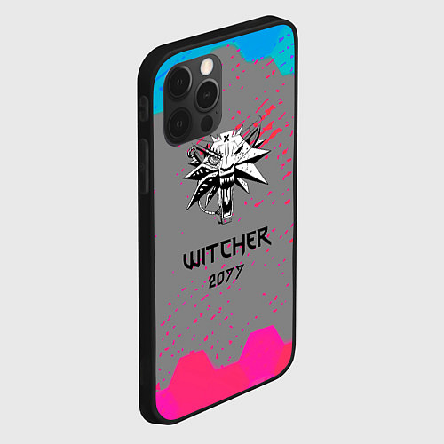 Чехол iPhone 12 Pro Cyberpunk 2077 x ведьмак соты / 3D-Черный – фото 2