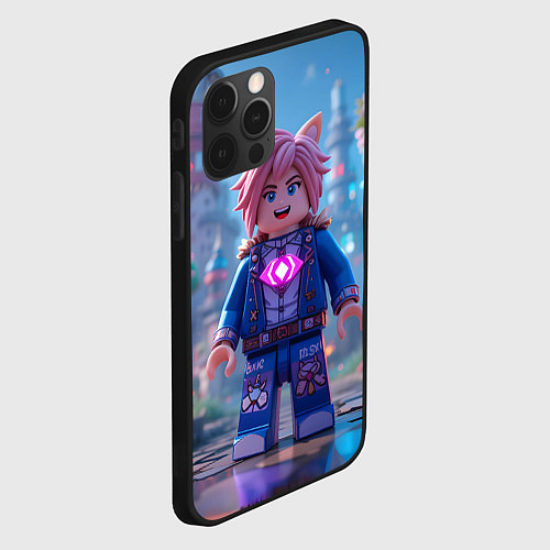 Чехол iPhone 12 Pro Roblox pink hair / 3D-Черный – фото 2