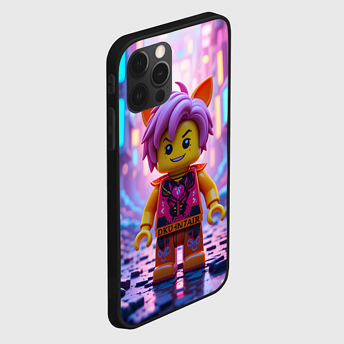 Чехол iPhone 12 Pro Роблокс с фиолетовыми волосами / 3D-Черный – фото 2