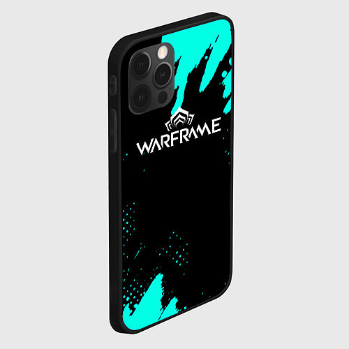 Чехол iPhone 12 Pro Warframe краски голубые / 3D-Черный – фото 2