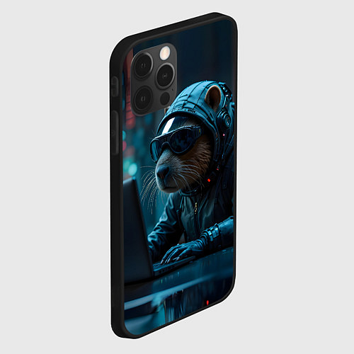Чехол iPhone 12 Pro Капибара айтишник / 3D-Черный – фото 2