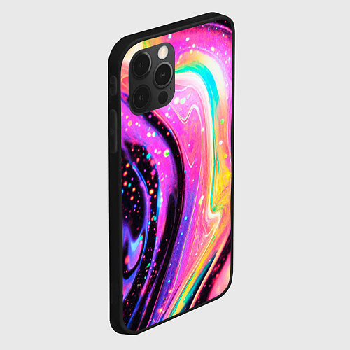 Чехол iPhone 12 Pro Жидкая энергия космоса - нейросеть / 3D-Черный – фото 2