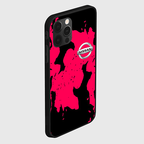 Чехол iPhone 12 Pro Nissan fire pink / 3D-Черный – фото 2