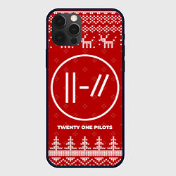 Чехол для iPhone 12 Pro Новогодний Twenty One Pilots с оленями, цвет: 3D-черный