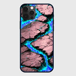 Чехол для iPhone 12 Pro Треснувший камень синий, цвет: 3D-черный