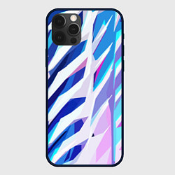 Чехол для iPhone 12 Pro Бело-синяя абстракция, цвет: 3D-черный