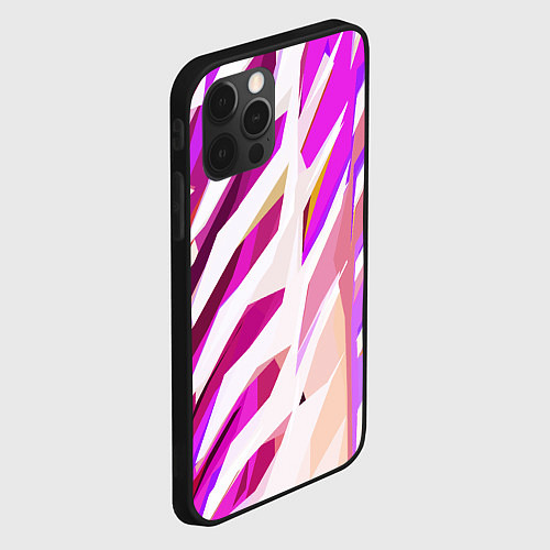 Чехол iPhone 12 Pro Бело-розовая абстракция / 3D-Черный – фото 2