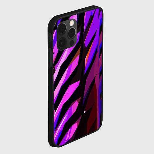 Чехол iPhone 12 Pro Фиолетово -чёрная абстракция / 3D-Черный – фото 2