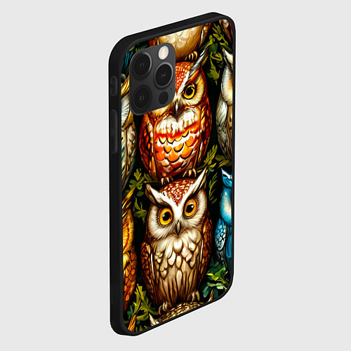 Чехол iPhone 12 Pro Много сов / 3D-Черный – фото 2