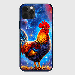 Чехол для iPhone 12 Pro Петух в космосе, цвет: 3D-черный