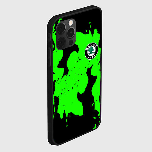 Чехол iPhone 12 Pro Skoda flame steel / 3D-Черный – фото 2