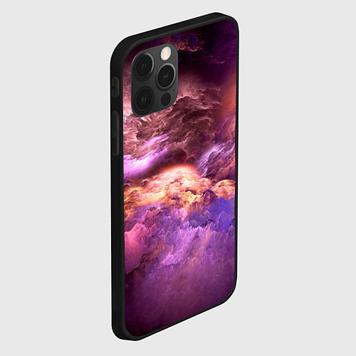 Чехол iPhone 12 Pro Сиреневый туман текстура / 3D-Черный – фото 2