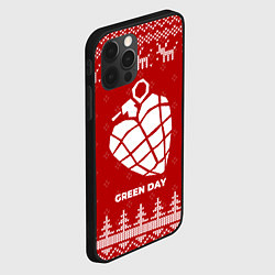 Чехол для iPhone 12 Pro Новогодний Green Day с оленями, цвет: 3D-черный — фото 2