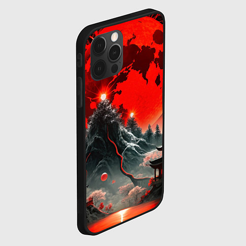 Чехол iPhone 12 Pro Японская черная гора / 3D-Черный – фото 2