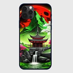 Чехол для iPhone 12 Pro Водопад японии и природа, цвет: 3D-черный