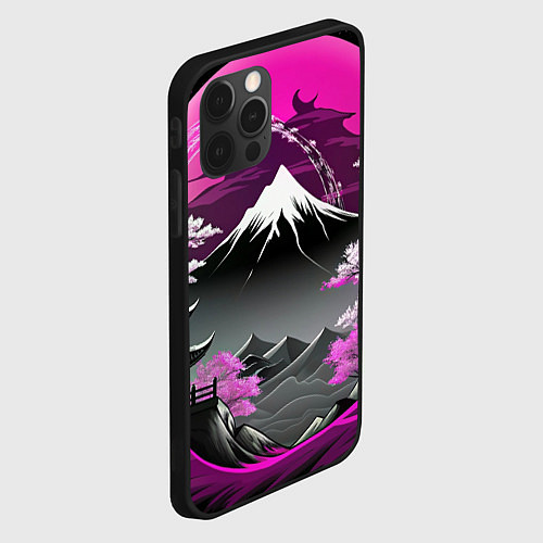 Чехол iPhone 12 Pro Япония природа в коллаже / 3D-Черный – фото 2