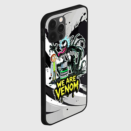 Чехол iPhone 12 Pro Rick-Venom and Morty - meme / 3D-Черный – фото 2