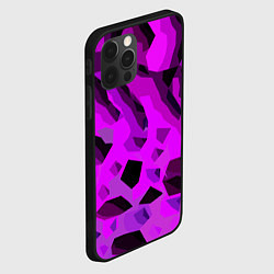 Чехол для iPhone 12 Pro Чёрно-фиолетовая пористая абстракция, цвет: 3D-черный — фото 2