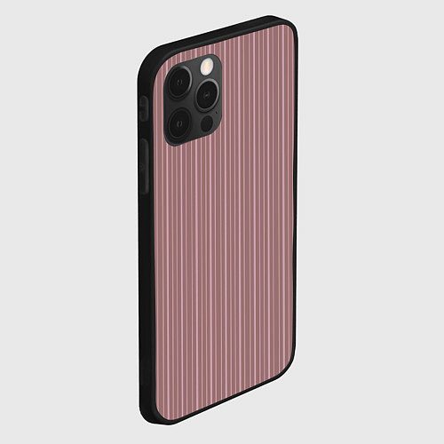 Чехол iPhone 12 Pro Пыльно-розовый в тонкую полоску / 3D-Черный – фото 2