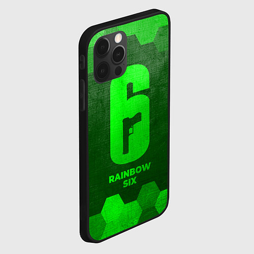 Чехол iPhone 12 Pro Rainbow Six - green gradient / 3D-Черный – фото 2