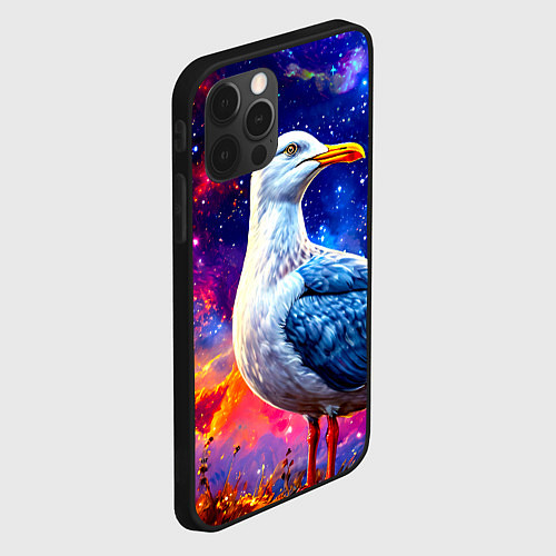 Чехол iPhone 12 Pro Чайка и космос / 3D-Черный – фото 2