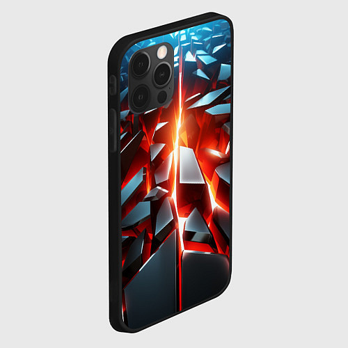 Чехол iPhone 12 Pro Черные слитки над лавой / 3D-Черный – фото 2