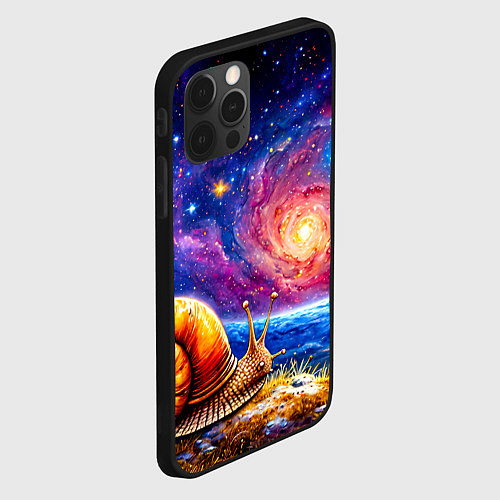 Чехол iPhone 12 Pro Улитка и космос / 3D-Черный – фото 2