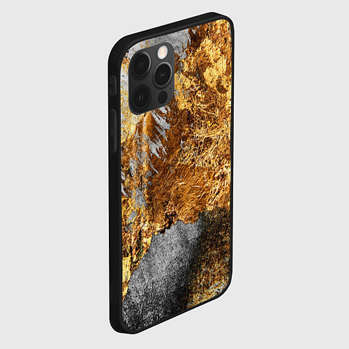 Чехол iPhone 12 Pro Текстура золота и бетона / 3D-Черный – фото 2