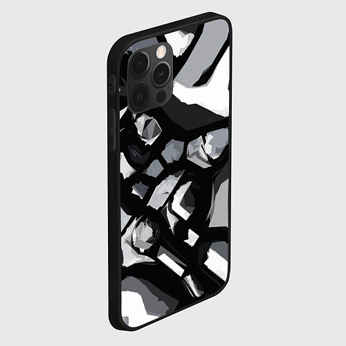 Чехол iPhone 12 Pro Чёрно-серая абстракция / 3D-Черный – фото 2