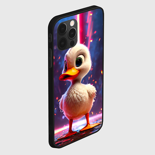 Чехол iPhone 12 Pro Уточка в неоне / 3D-Черный – фото 2