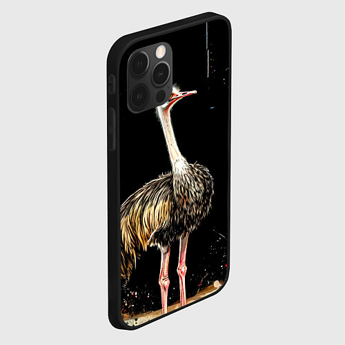 Чехол iPhone 12 Pro Страус / 3D-Черный – фото 2