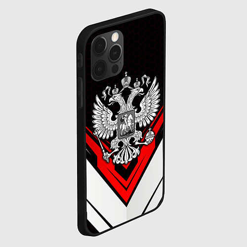 Чехол iPhone 12 Pro Герб России - униформа / 3D-Черный – фото 2