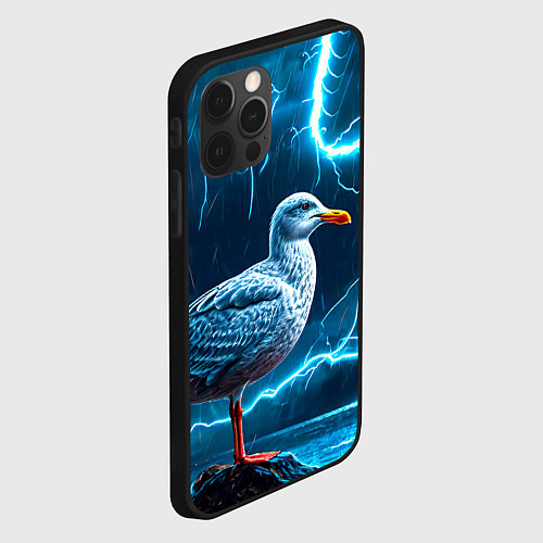 Чехол iPhone 12 Pro Чайка и молния / 3D-Черный – фото 2