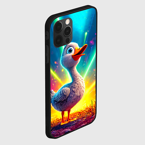 Чехол iPhone 12 Pro Веселая уточка / 3D-Черный – фото 2